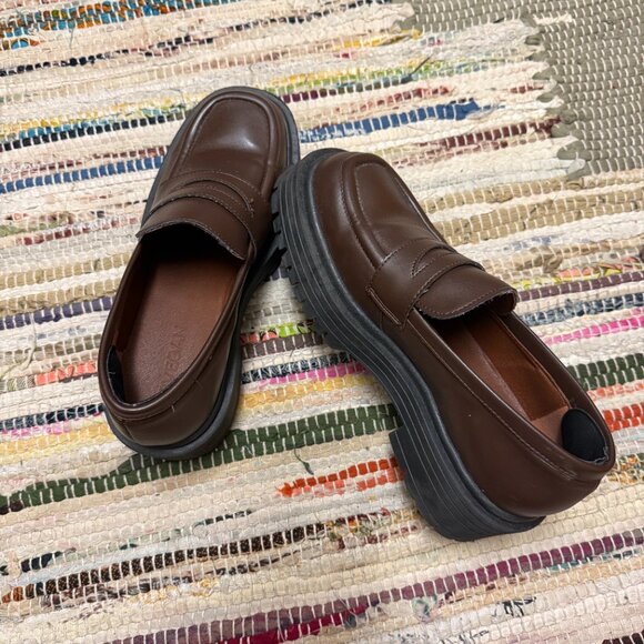 Alohas Chunky Brown Loafers - Mask Umber Brown Vegan Leather Loafers - Picture 4 of 4